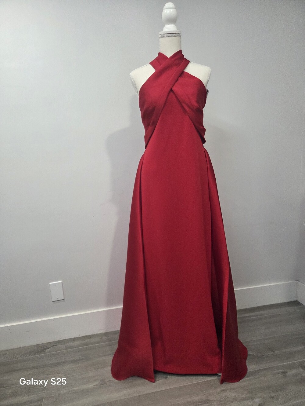 Betsy & Adam Red One-Shoulder Evening Gown